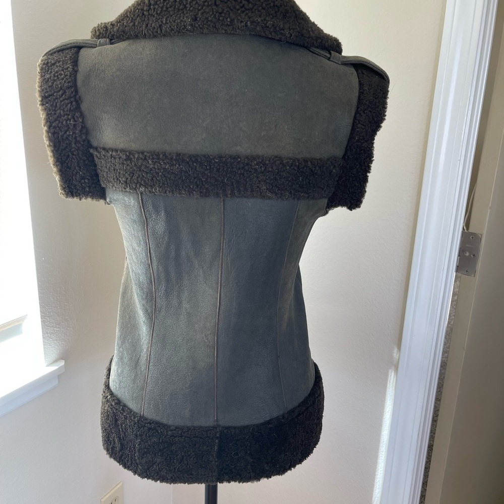 Derek Lam motorcycle biker zip-up vest. Brown. 100% Pelle Di Angelo lambskin. 4 - Picture 6 of 11